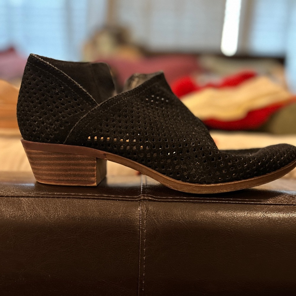 Black Lucky Brand Perforated Ankle Boots